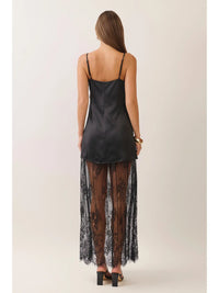 Lana Lace Trim Satin Slip Maxi Dress