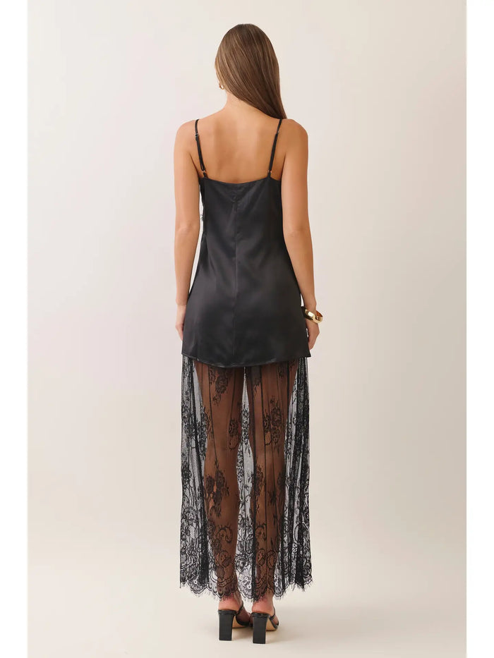 Lana Lace Trim Satin Slip Maxi Dress