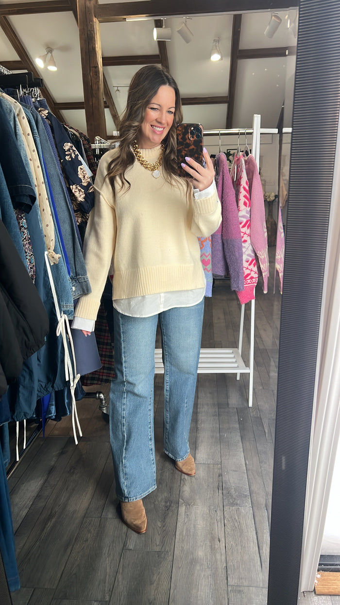 Beige Combo Sweater Top