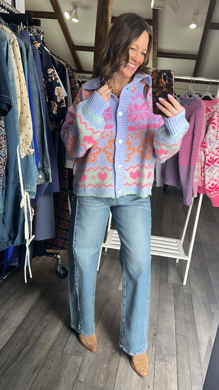 Joy Jumpstart Button Sweater