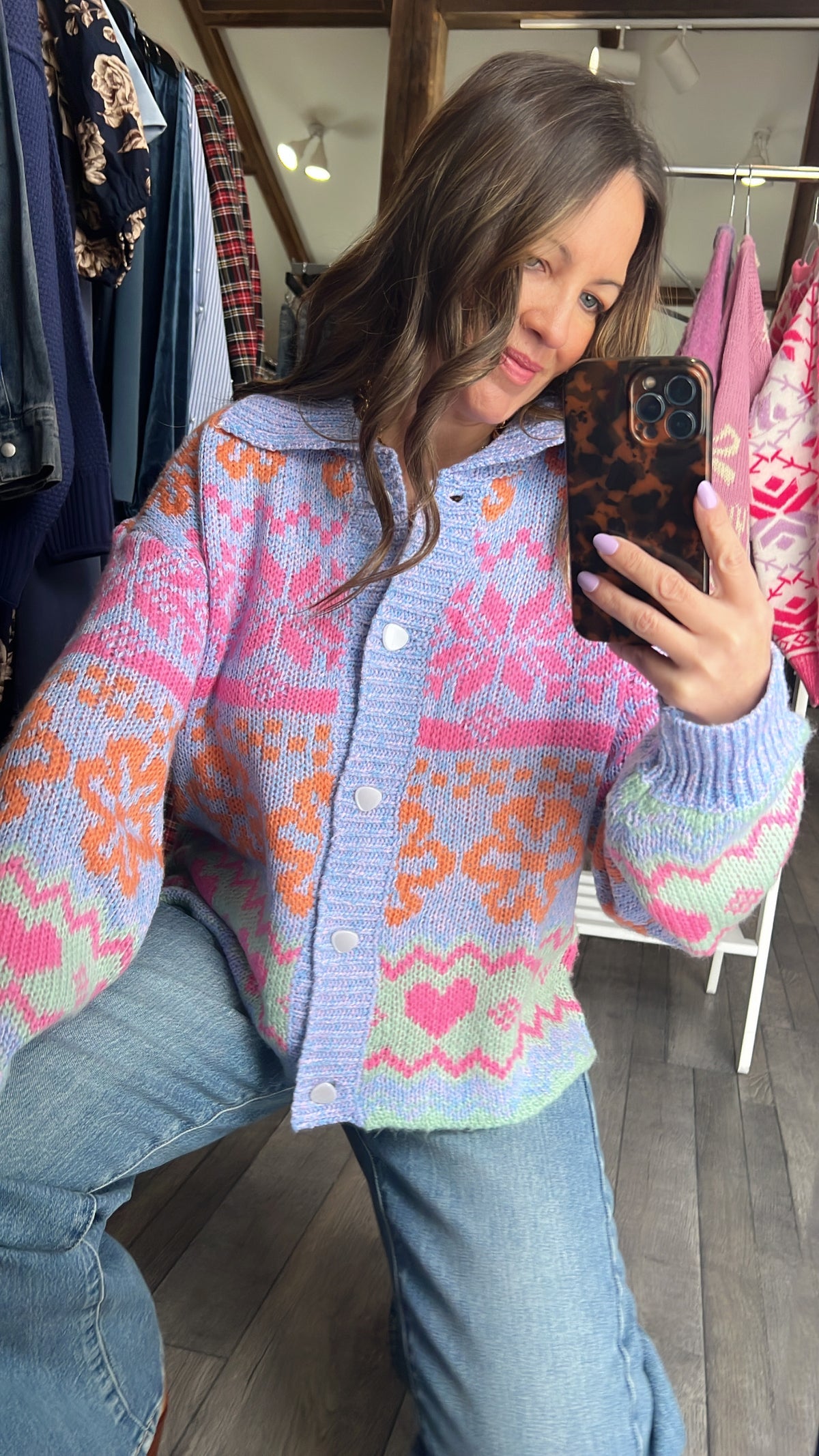 Joy Jumpstart Button Sweater