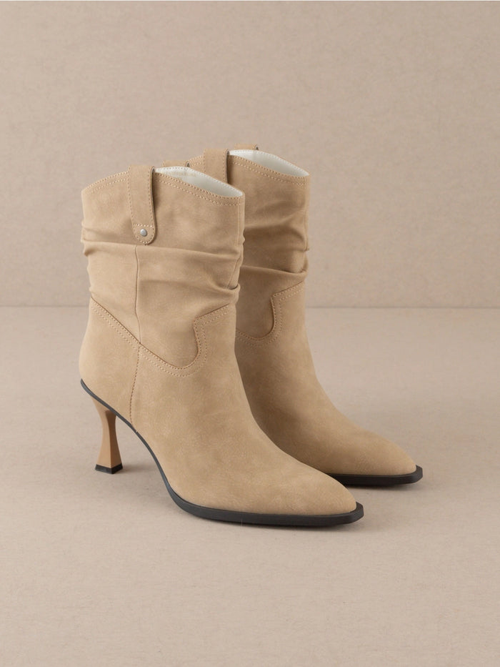 The Jolene Kitten Heel Boot Beige