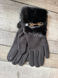 Buckle Black Gloves