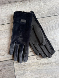 Soft Faux Fur Black Gloves