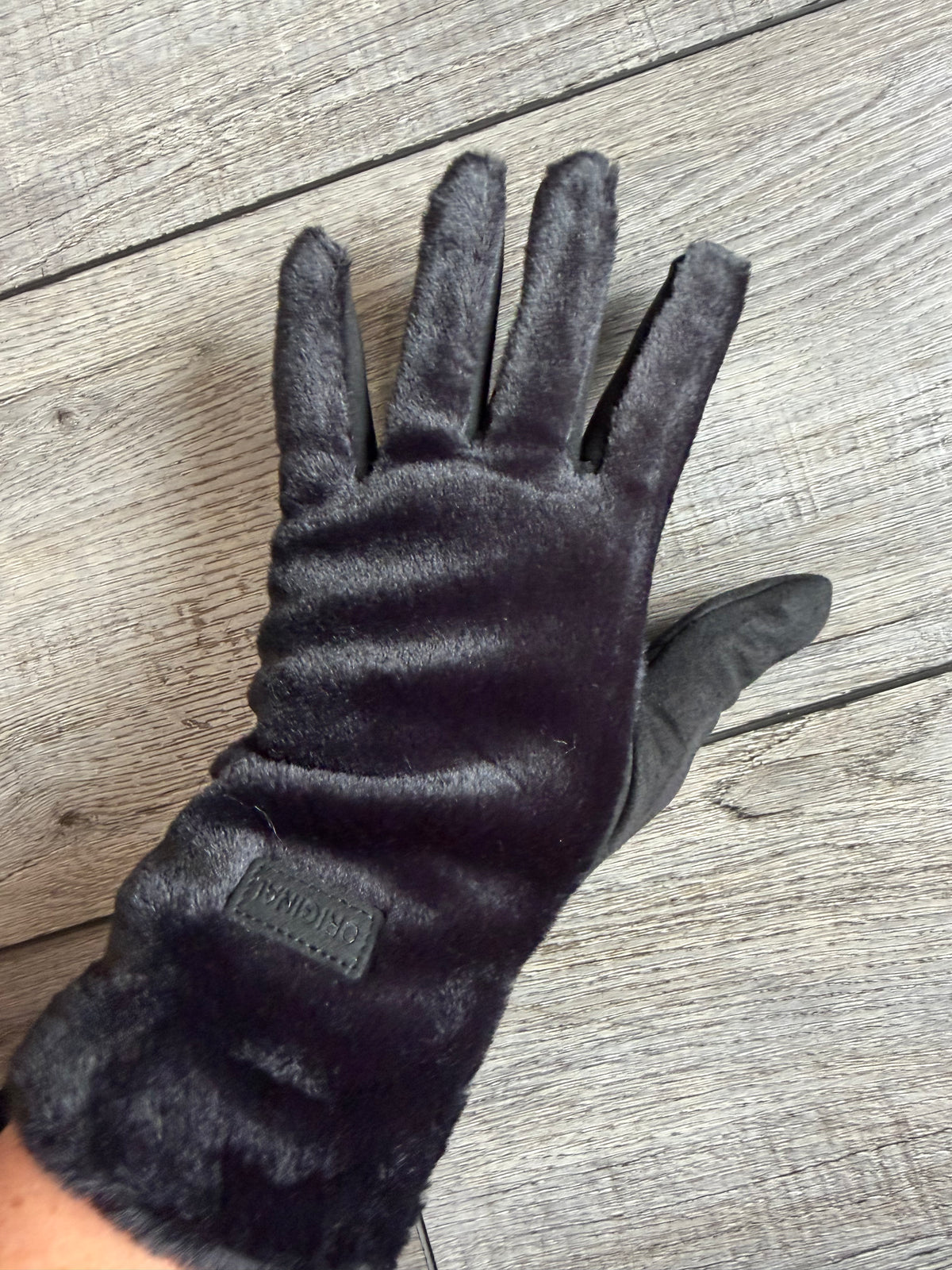 Soft Faux Fur Black Gloves