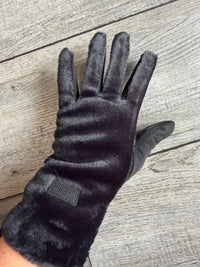 Soft Faux Fur Black Gloves
