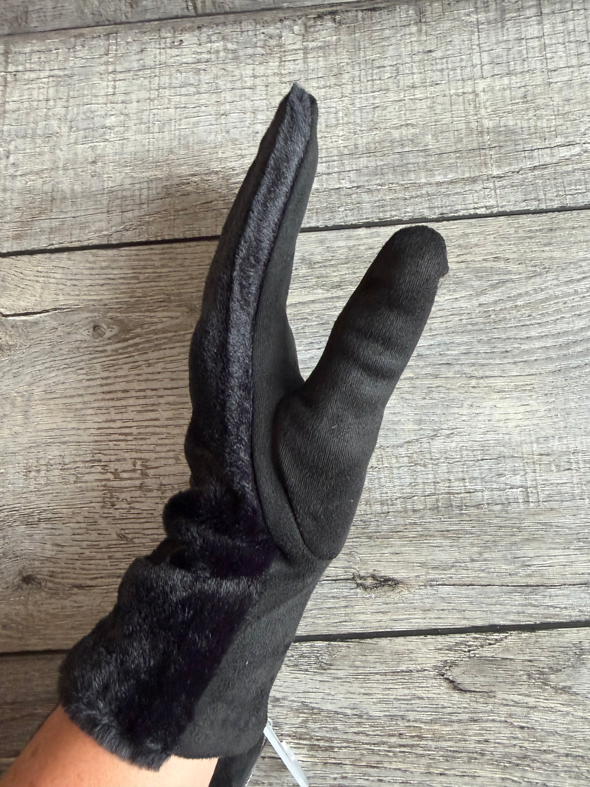Soft Faux Fur Black Gloves