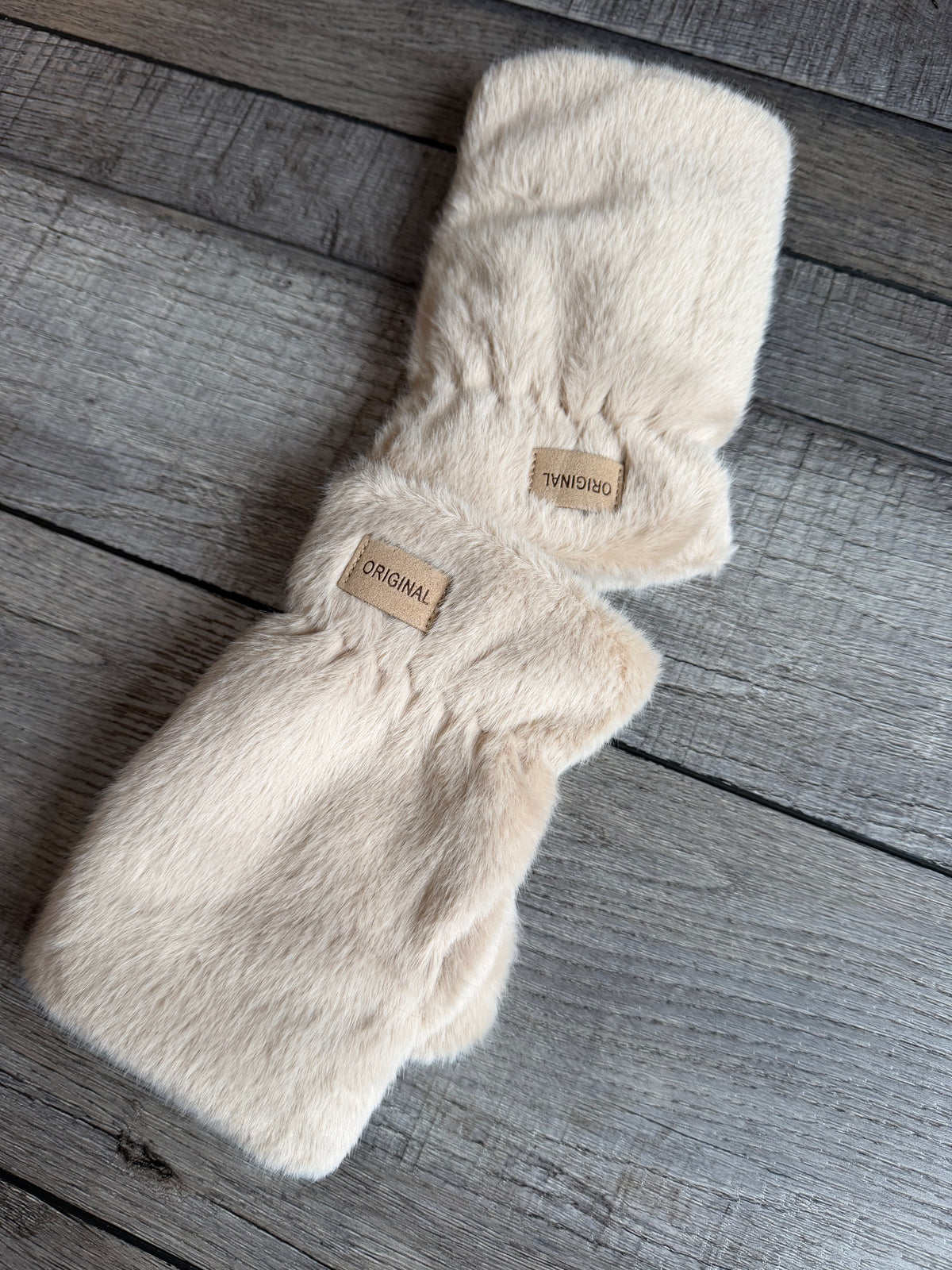 Teddy Fleece Fingerless Gloves