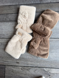 Teddy Fleece Fingerless Gloves