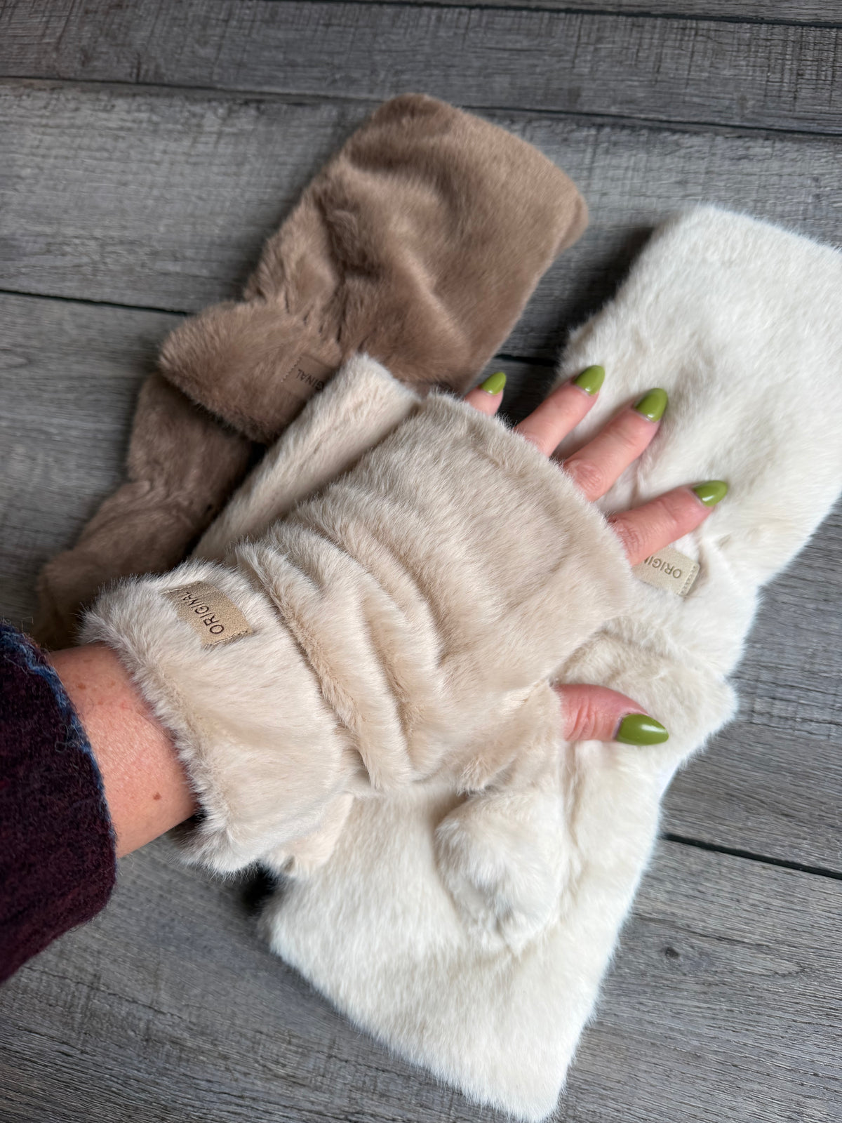 Teddy Fleece Fingerless Gloves