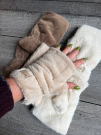 Teddy Fleece Fingerless Gloves