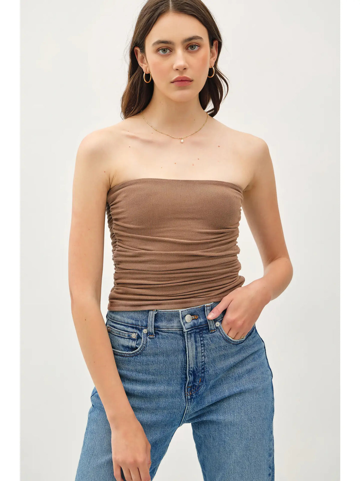 Jersey Ruched Crop Tube Top