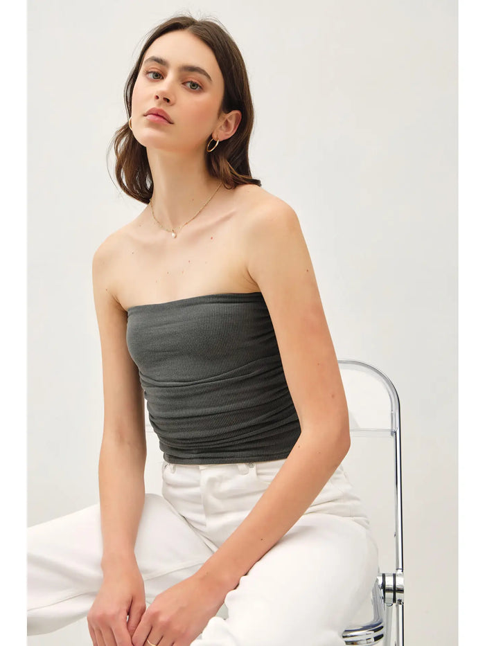 Jersey Ruched Crop Tube Top