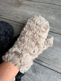 Minky Swirls Faux Fur Mittens Black