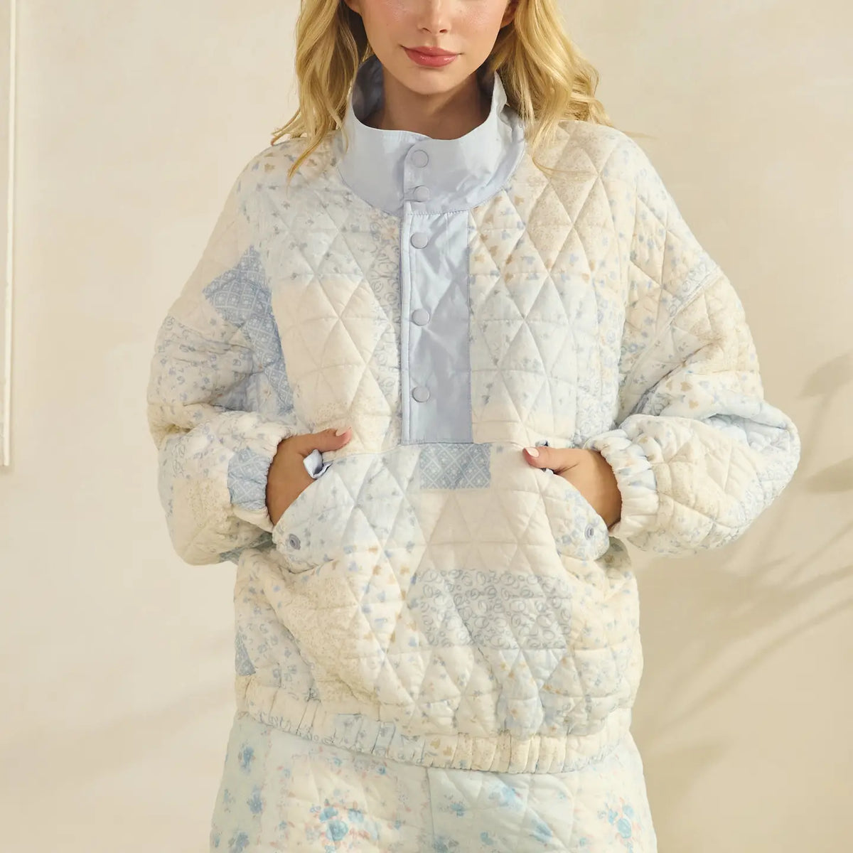 Fancy Frills Quarter Zip Quilt Sweater