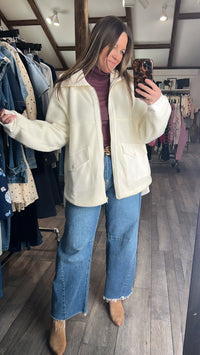 Donna Dual Front Flap Pocket Plush Jacket