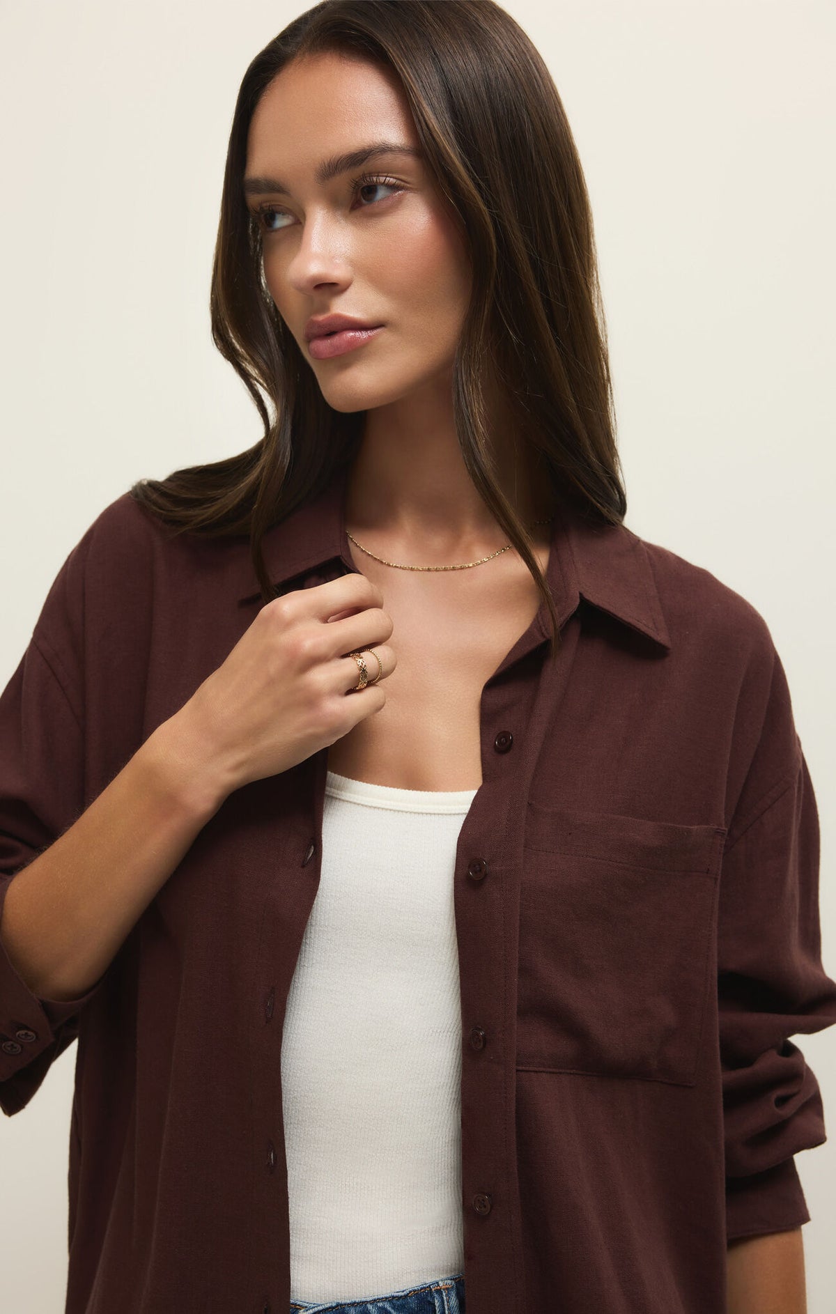 Alfie Button Up Shirt Chocolate Cherry