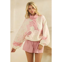 Fancy Frills Quarter Snap Sweater Pink