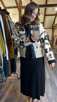 Black Flower Button Cardigan