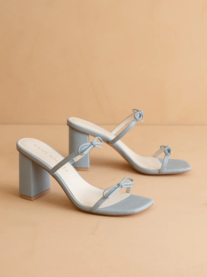 The Wendy | Blue Double Strap Bow Heels Blue