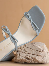 The Wendy | Blue Double Strap Bow Heels Blue