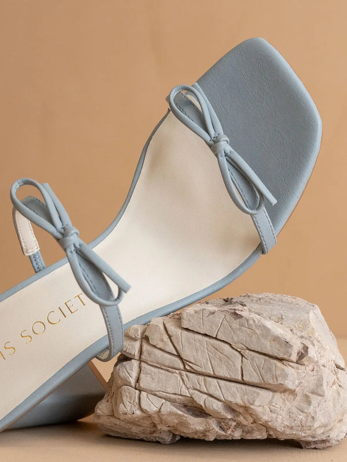 The Wendy | Blue Double Strap Bow Heels Blue