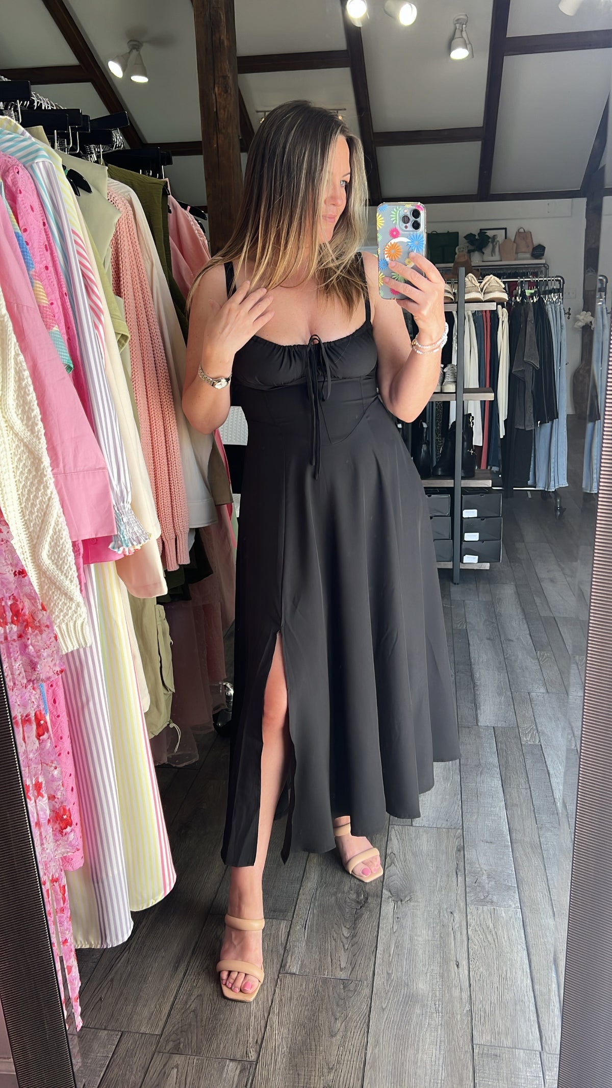 Black Lace Up Dress