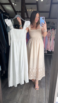 Fallyn Flutter Eyelet Hem Dress