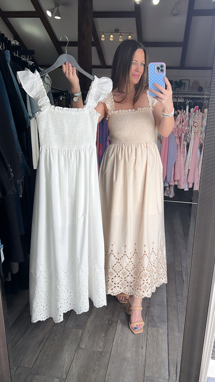 Fallyn Flutter Eyelet Hem Dress