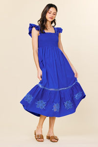 Connie Cobalt Embroidery Dress
