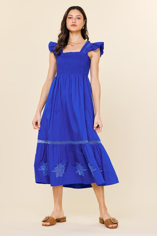 Connie Cobalt Embroidery Dress