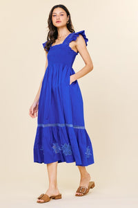 Connie Cobalt Embroidery Dress