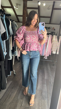 Dani Ditsy Pink Floral Top