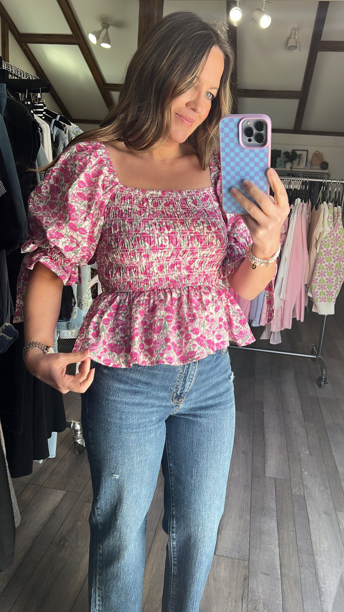 Dani Ditsy Pink Floral Top