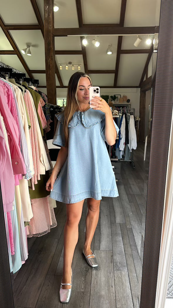 Colette Collar Denim Mini Dress