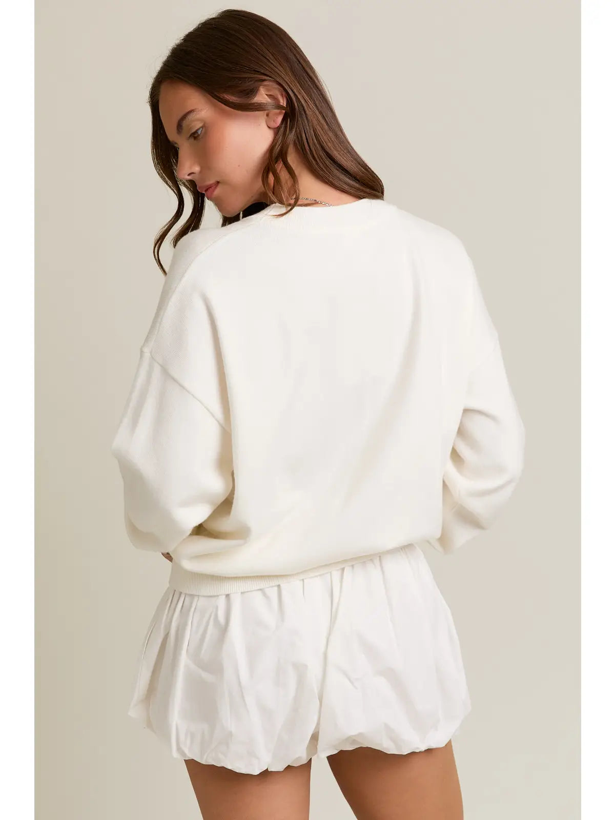 Puppy Crew Neck Cream Sweater