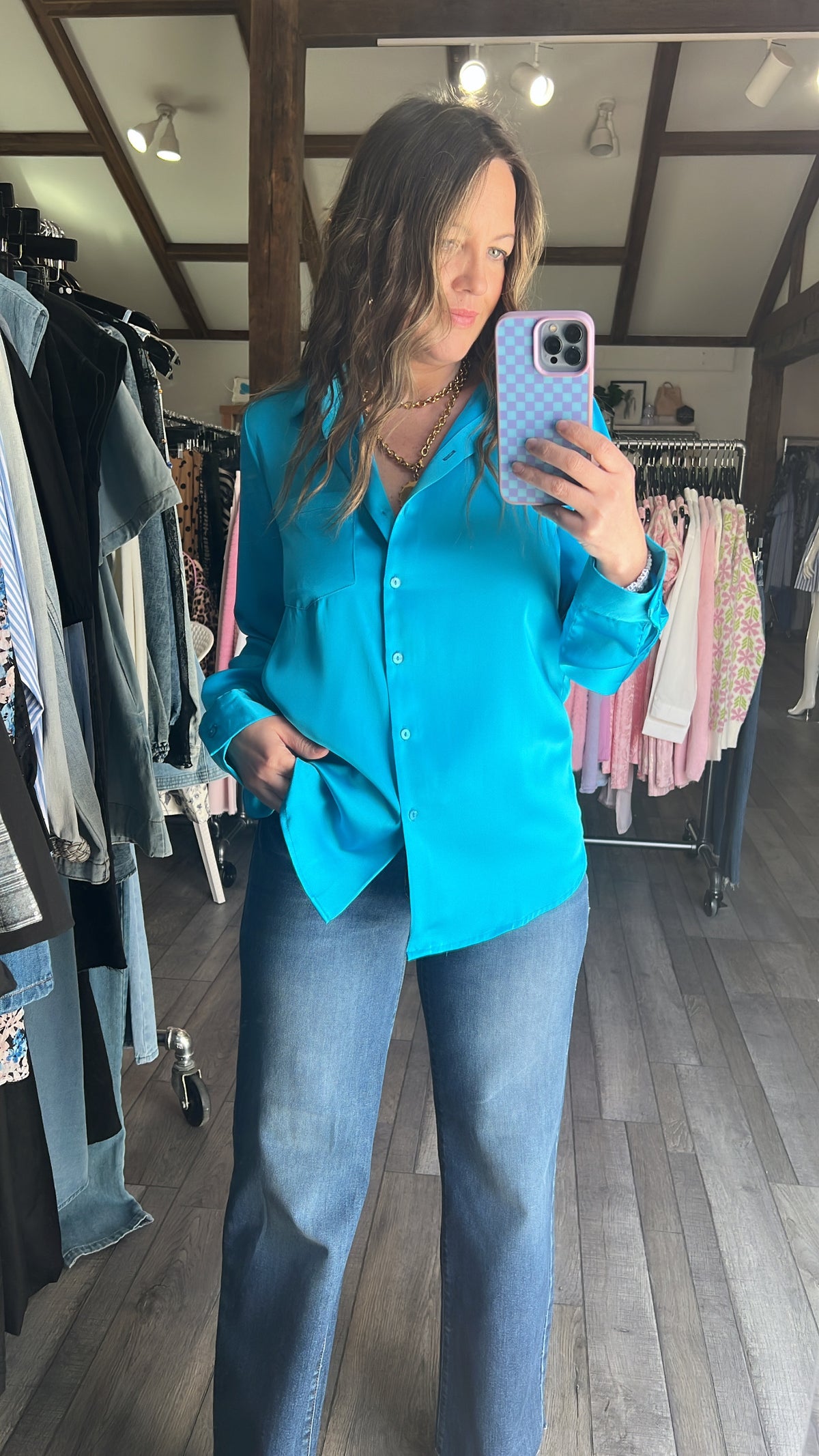 Selling Sunset Top-Azure Blue : S