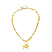 18K Gold Sun Pendant Necklace Waterproof Stainless Steel