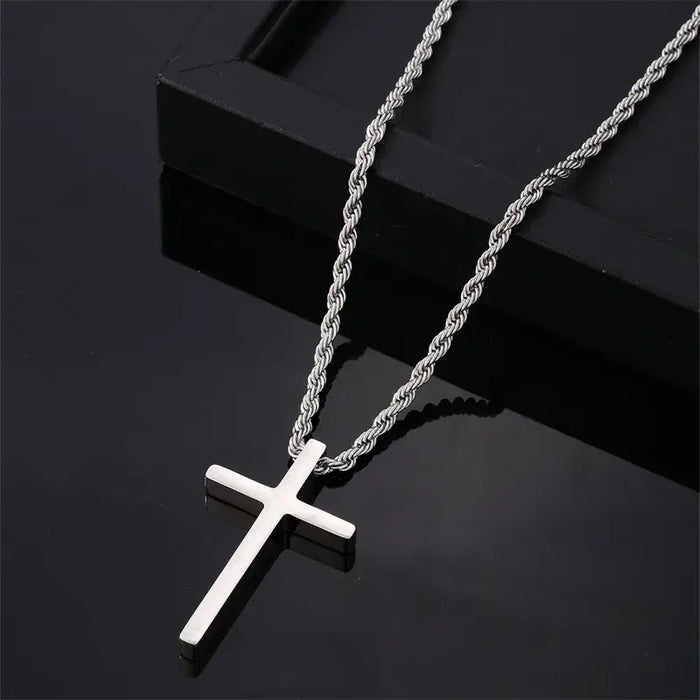 Stainless Steel Cross Necklace Silver
