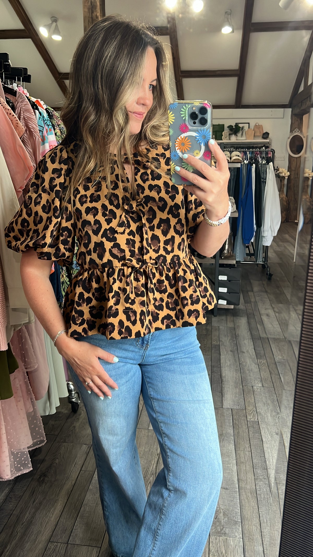 Leopard Bow Top