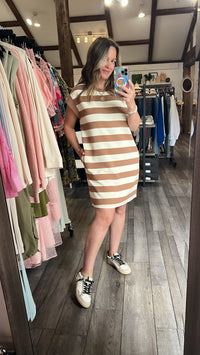 Mocha & Ecru Stripe Dress