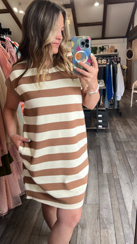 Mocha & Ecru Stripe Dress