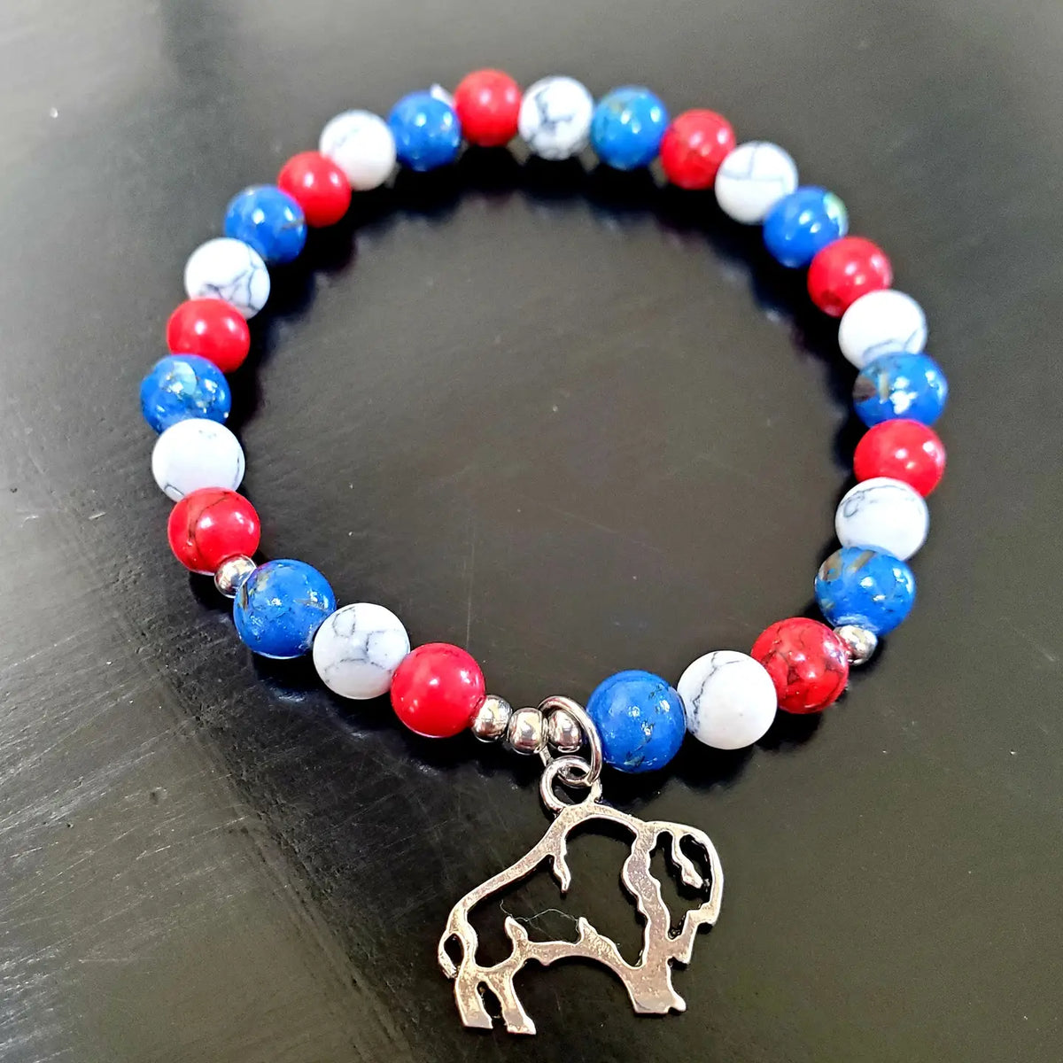 Buffalo Fan Gemstone Stretch Bracelet