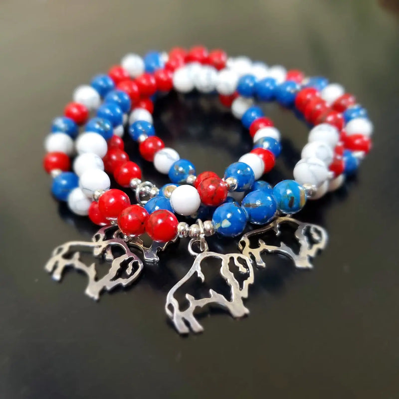 Buffalo Fan Gemstone Stretch Bracelet