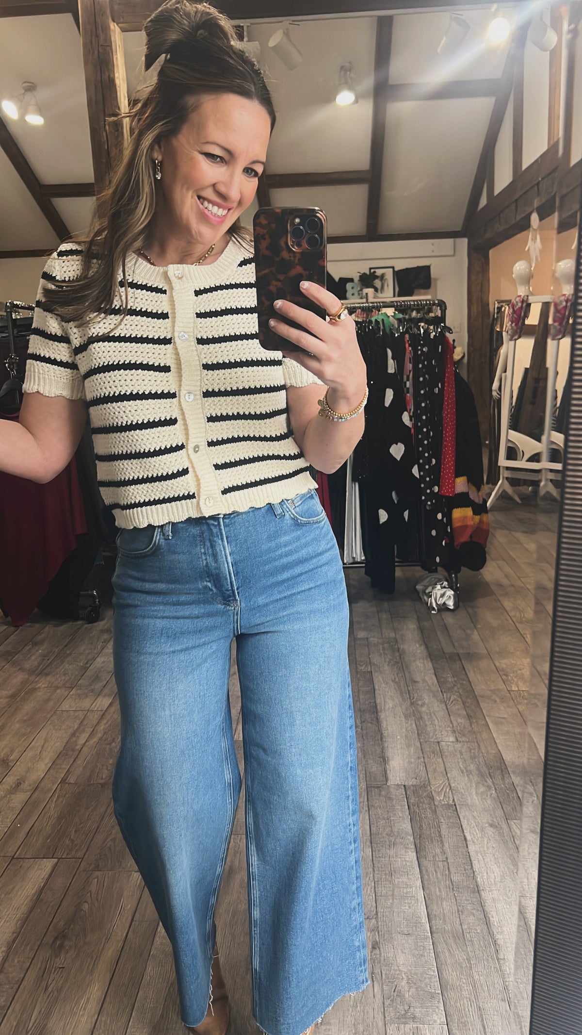 Caught A Glimpse Of Spring Knit Short Sleeve Sweater