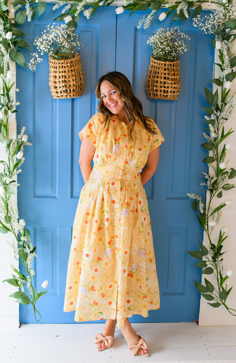 Lemon Blossom Midi Dress