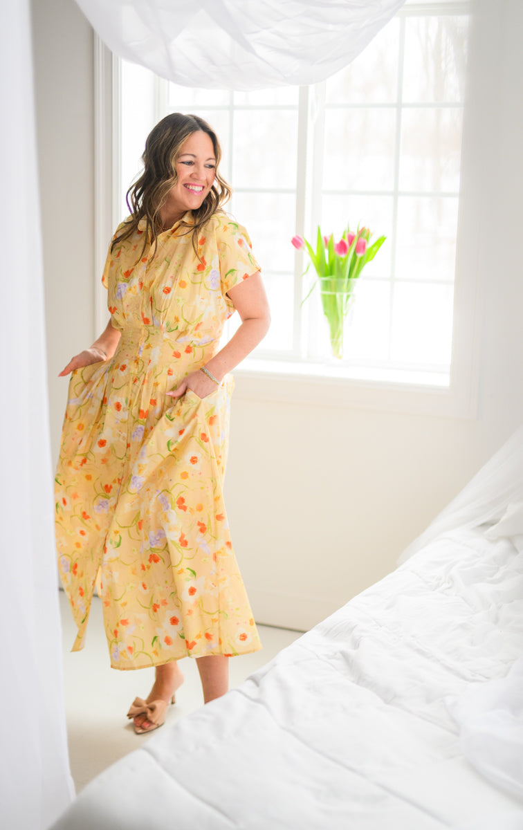 Lemon Blossom Midi Dress
