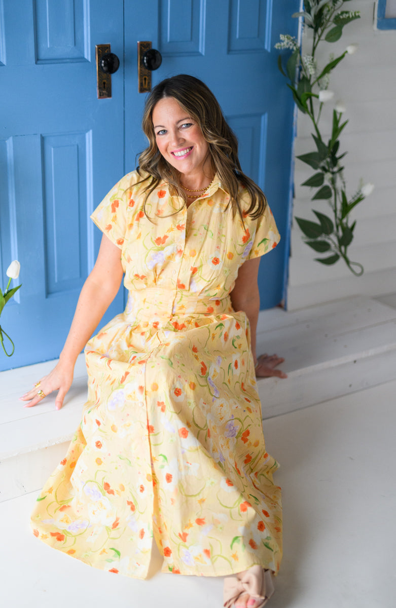 Lemon Blossom Midi Dress