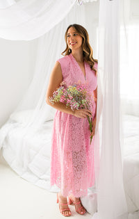 Blushing Lace Zipper Dress