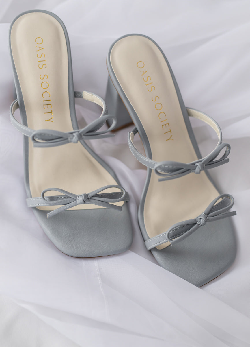 The Wendy | Blue Double Strap Bow Heels Blue